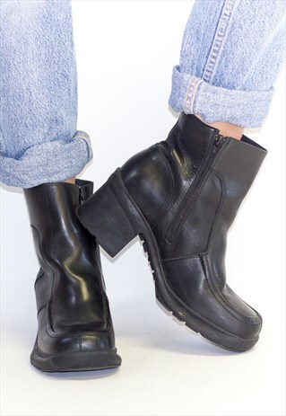 KANGAROOS 90'S LEATHER BLOCK HEEL BOOTS