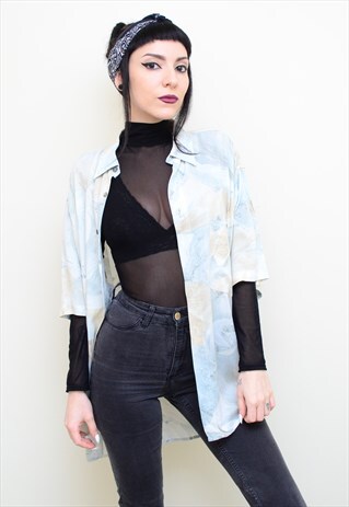 VINTAGE 90'S PALE DREAMY FLORAL PATTERNED OVERSIZED SHIRT