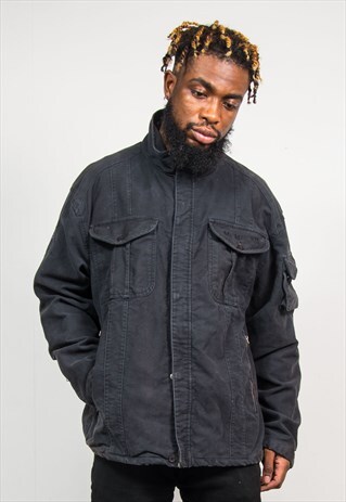 90'S NIKE BLACK COTTON MILITARY STYLE JACKET