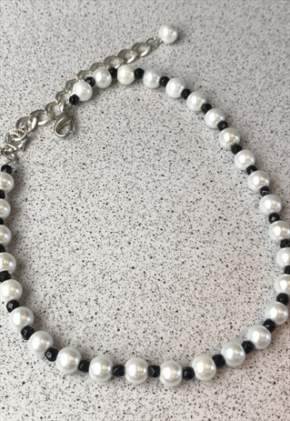 VINTAGE 90S PEARL BEAD CHOKER NECKLACE