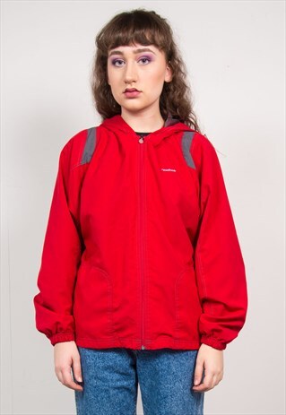 REEBOK VINTAGE RED HOODED TRACKSUIT JACKET