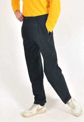VINTAGE 90'S RETRO TROUSERS IN BLACK