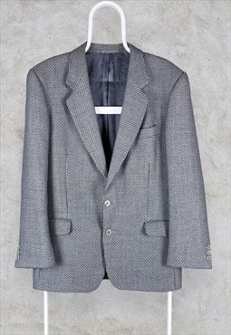 Jaeger Patterned Blazer Jacket Pure New Wool Grey 40 Reg