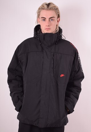 NIKE MENS VINTAGE PADDED JACKET LARGE BLACK 90S