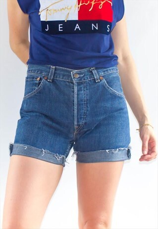VINTAGE 80'S 501 HIGH RISE INDIGO LEVI SHORTS