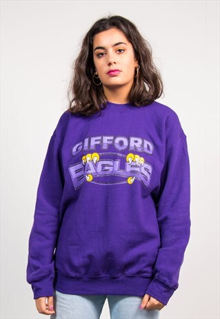 90'S VINTAGE PURPLE CLIFFORD EAGLES USA COLLEGE SWEATSHIRT