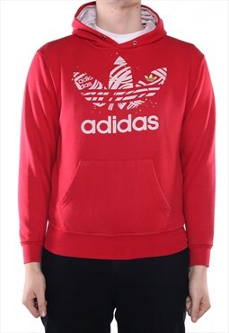 Vintage Adidas - Red Printed Spellout Hoodie - Small