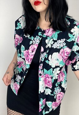 Vintage 90s BHS Grunge Style Floral Print Blouse size 12