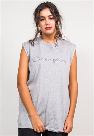 90'S VINTAGE GREY CHAMPION SPORTS VEST TOP T-SHIRT