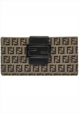 Vintage Fendi FF monogram Baguette Wallet Beige Brown tones