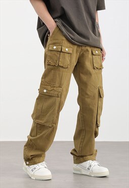 Khaki Cargo Denim Jeans pants trousers  Workwear