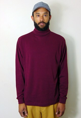 90S MINIMALIST SPORTWEAR BURGUNDY TURTLE NECK KNIT TEE