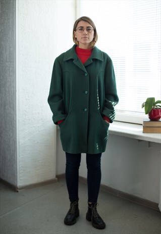 VINTAGE 80'S GREEN WOOL WINTER COAT