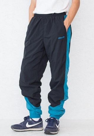 VINTAGE RETRO BLACK ADIDAS TRACK JOGGERS BOTTOMS