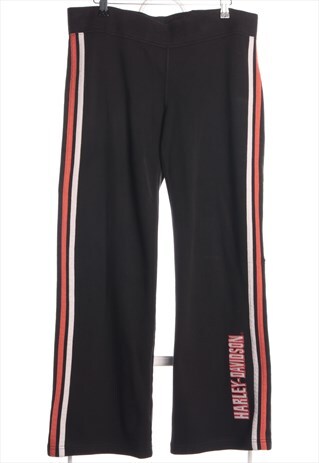 VINTAGE 90'S HARLEY DAVIDSON ELASTICATED WAIST JOGGERS BLACK