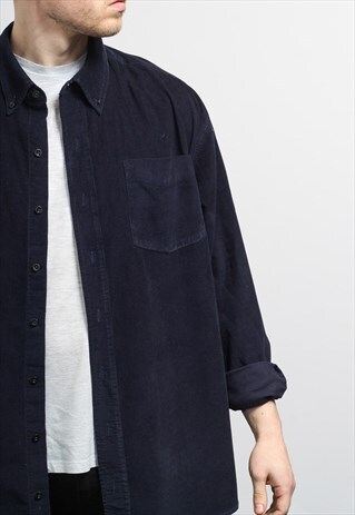 VINTAGE CORDUROY CORD SHIRT BLUE