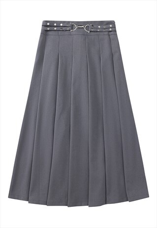 PLEATED MAXI SKIRT UTILITY GRUNGE SKIRT IN GREY