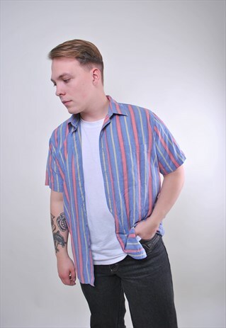 RETRO MAN STRIPED MULTICOLOR SHORT SLEEVE SHIRT