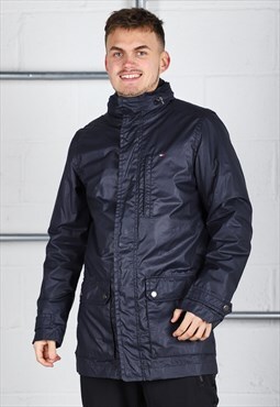 Vintage Tommy Hilfiger Jacket in Navy Rain Coat Medium