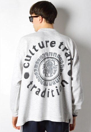 VINTAGE 90S GREY 1/3 BUTTON SWEATSHIRT