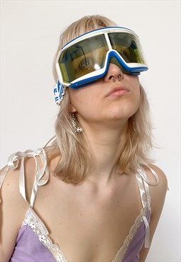 Vintage 90s ski goggles in white / blue