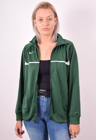NIKE WOMENS VINTAGE TRACKSUIT TOP JACKET XL GREEN 90S