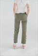 VINTAGE MID WAIST COTTON CROP TROUSERS IN MOSS GREEN XS