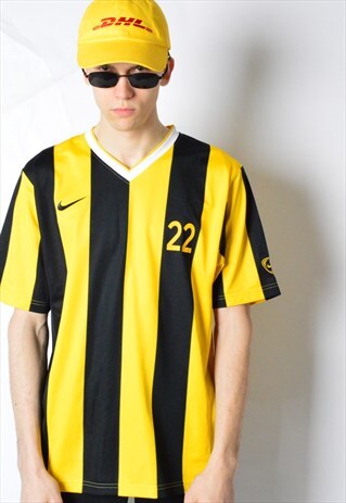 BLACK AND YELLOW STRIPED NIKE SPORTS JERSEY T-SHRIS