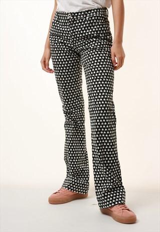 90S VINTAGE MID WAIST CHERRY PRINT MOSCHINO TROUSERS 1066