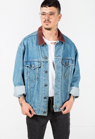 VINTAGE 80S LEVI'S CONTRAST COLLAR DENIM JACKET / S0074