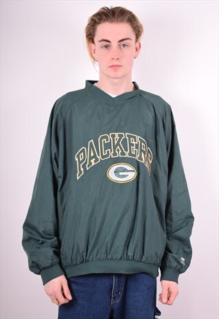 NFL MENS VINTAGE PACKERS TRACKSUIT TOP JACKET XL GREEN 90'S