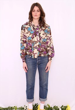 60s vintage Revival blouse with cravate flower print