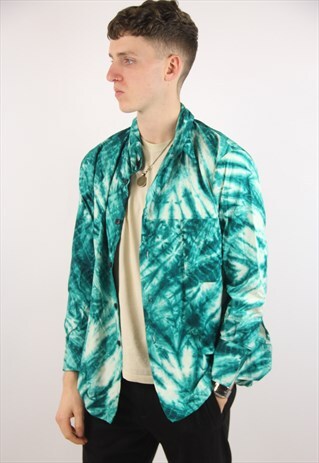 VINTAGE TIE-DYE GREEN PATTERNED SHIRT