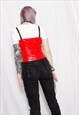90S Y2K GOTH RED VINYL PVC O-RING LACE-UP BUSTIER CORSET TOP