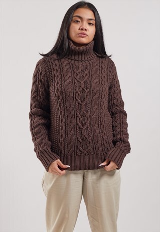 VINTAGE RALPH LAUREN ROLL-NECK CABLE KNIT JUMPER