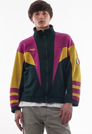 VINTAGE FILA SKI ITALY TEAM POLARTEC JACKET 90S GREEN PURPLE