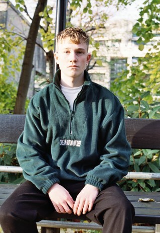 FLEECE IN GREEN WITH DREAM BUT DO NOT SLEEP EMBROIDERY