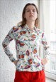 Vintage 70's White Floral Print Bohemian Top