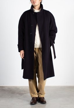 Men's Navy Loro Piana Fabric Wool Coat