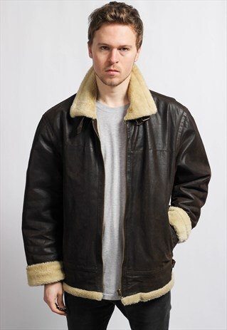 VINTAGE LEATHER SHERPA JACKET