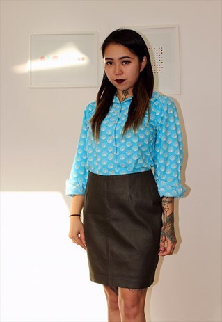 80S MINI LEATHER SKIRT DARK GREEN