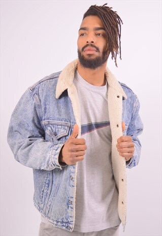 VINTAGE LEVI'S SHERPA DENIM JACKET BLUE