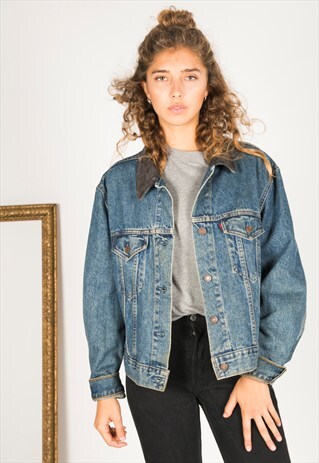 VINTAGE 80S LEVIS CONTRAST COLLAR DENIM JACKET /AVR/ R003