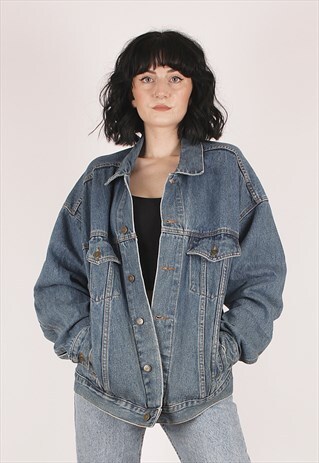 VINTAGE BLUE USA EMBOSSED GRUNGE DENIM JACKET /NN1853