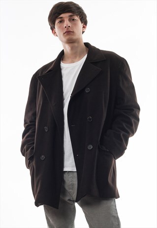 VINTAGE BALLY DOUBLE BREASTED COAT BROWN