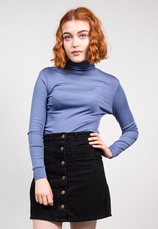 VINTAGE LILAC ROLL NECK LYCRA TOP