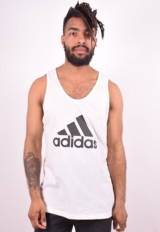 ADIDAS MENS VINTAGE VEST TOP XL WHITE 90S
