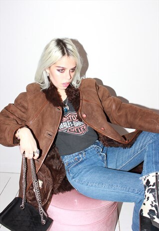 PREMIUM VINTAGE 60S BROWN SUEDE SHEARLING SHEEPSKIN COAT