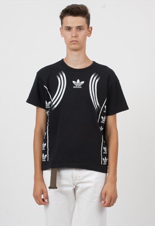 90S VINTAGE BLACK ADIDAS LOGO CREW NECK T-SHIRT