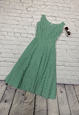 Green & White Checked Vintage Dress